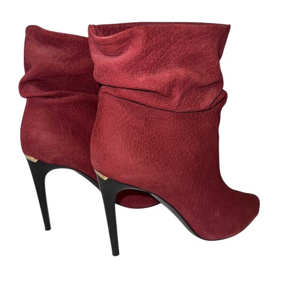 Burberry Burlison Burgundy Suede Leather Slouchy Ankle Boots Size 39 - Picture 6 of 13